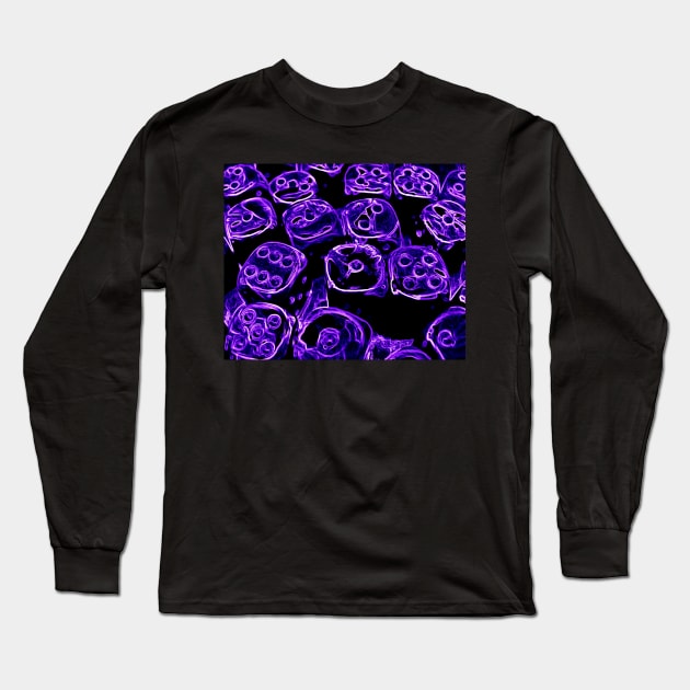 Neon Purple Dice Long Sleeve T-Shirt by ARTWORKandBEYOND